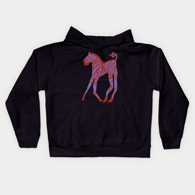 Purple and red zebra Kids Hoodie by Shadoodles